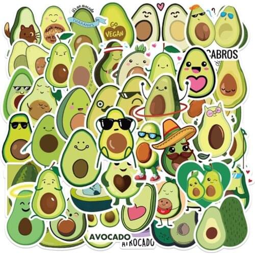 50Pcs Cartoon Avocado Stickers Guitar Suitcase Laptop Helmet Graffiti Sticker