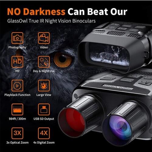 Night Vision Device Binoculars IR Telescope Zoom Optics with 2.3' HD Screen Photos Video Camera Recording Outdoor Hunting