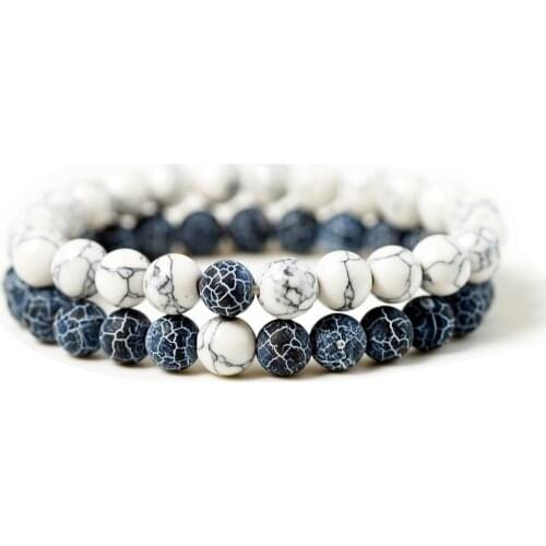 Hot 2pcs/set 7 Style Couples Distance Bracelet Natural Stone Yoga Beaded Bracelet for Men Women Friend Gift Charm Strand Jewelry