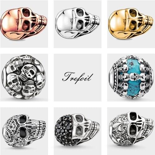 DIY Beads Maori Skulls Lily King, Fashion 925 Sterling Silver Jewelry Punk Gift For Women Men Fit Bracelets Beads for Beadwork