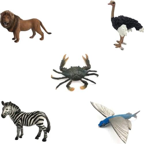 Nature Wild Lion Ostrich Zebra Flying Fish Cute Animal Model Figurine Action Figures Kids Playset Toy