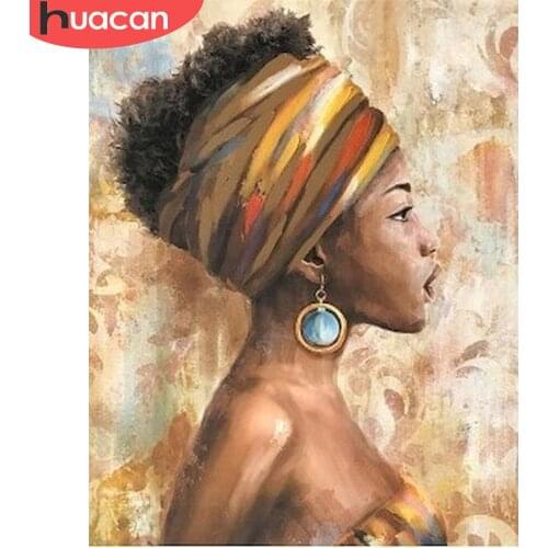 HUACAN Coloring By Number African Woman Kits Home Decoration Pictures Painting By Number Figure HandPainted Art Gift