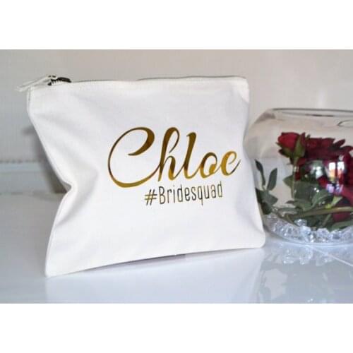 Customized set of 7 Bridesmaid Make Up comestic Bags Maid of Honour Unique Gift for Bridal vanity case Party Bags purses
