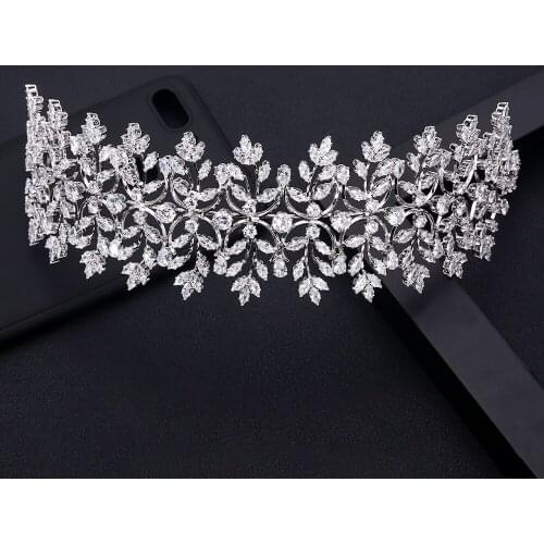 Jankelly Fashion Ladies Wedding Headpieces With cube zircon Wholesale Bridal Hair Accessories Headdress Bridal Hair Tiaras