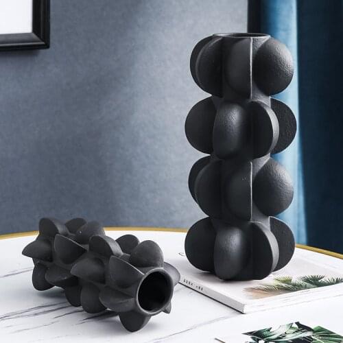 Nordic Ceramic Geometry Vase Ornaments Living Room Desktop Art Flower Arrangement Dried Flower Vases Home Decoration Accessories