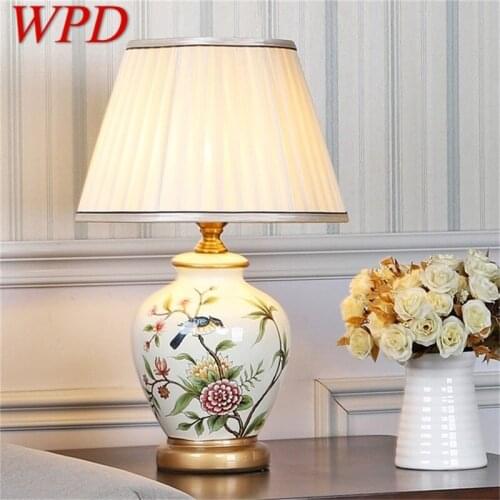 WPD Ceramic Table Lamps Copper Modern Luxury Pattern Desk Light LED Besjdes For Home Bedroom