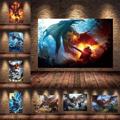 Classic game canvas painting Monster Hunter modern wall art posters and prints for family childrens room decoration painting