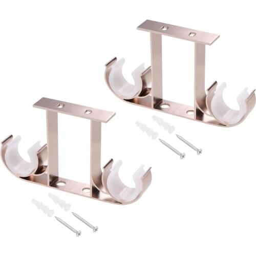Uxcell Curtain Rod Bracket Aluminum Alloy Double Holder Support to any type of Drapery Rod on your Living Room Bedroom etc