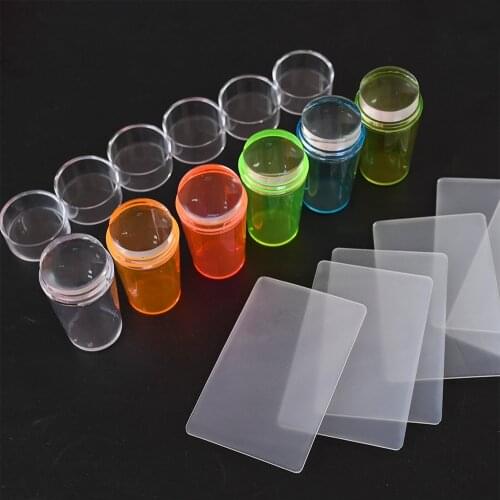 MF 1PC Nail Stamper Seal Set Jelly Head With Scraper Nail Art Template Print Silicone Stamping Plate Manicure STAMPER Tools #C10