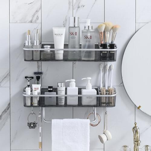 Multifunction Storage Shelf for Bathroom Home WC Shampoo Towel Rack with Hooks Corner Shelf Organizer Bathroom Accessories