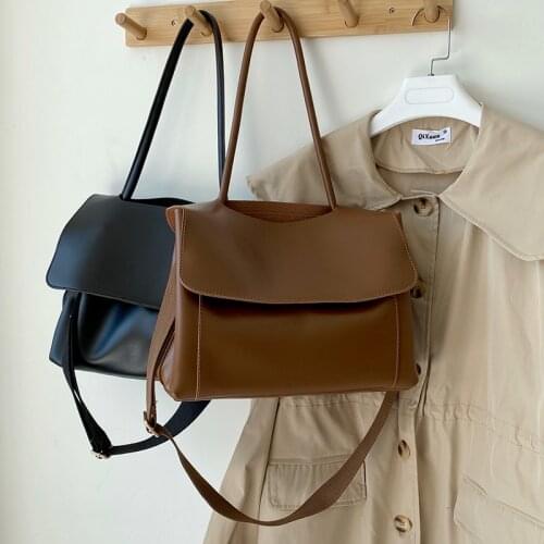 Fashion Large Capacity Tote Shoulder Bags Designer Women Handbags Luxury Soft Pu Leather Wide Strap Crossbody Bag Big Purse 2021