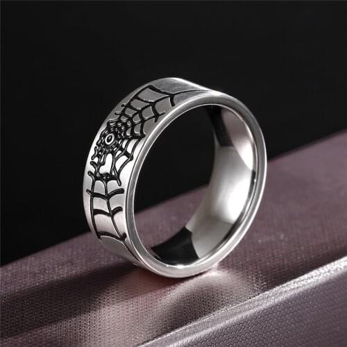 Fashion Simple Titanium Steel Spider Web Ring For Women Men Silver Color Finger Rings Fine Jewelry Accessories Gift