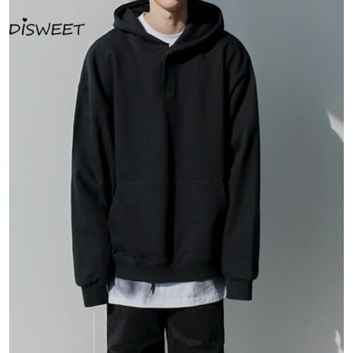 Simple hooded sweater hoodie men Casual loose mens sweater spring and autumn Solid color outing sweater