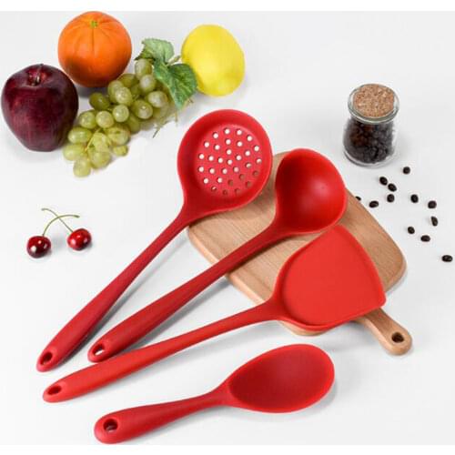 4Pcs/set Silicone Kitchen Tools Cooking Spoon Spatula Scoop Rice Spoon Set Cooking Tools New Kitchen Accessories