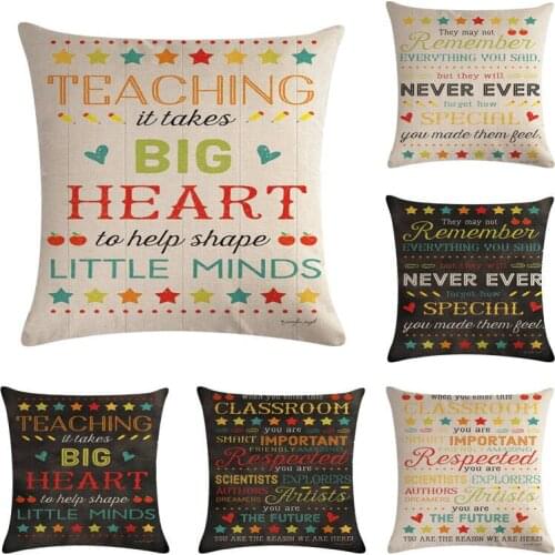 Letter Teaching it takes Big Heart Pillow Cover 45*45cm Car Linen Cushion Covers Home Decoration Pillow Case Pattern Pillowcase