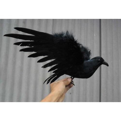 New simulation wings crow toy plastic & furs black crow model doll gift about 30cm 1725