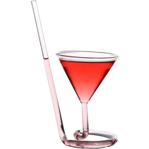 New Creative Screw Spiral Straw Molecular Cocktail Glass Bar Party Wine Transparent Glass Martini Champagne Glass Wine Glass