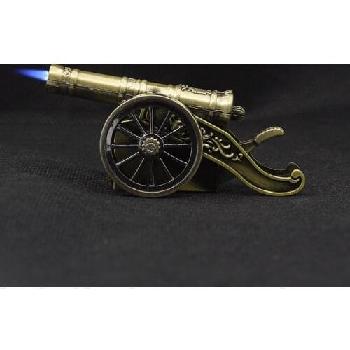 Novelty Little Cannon Model Lighters Cannon Ornaments Butane Gas Cigarette Lighter Straight Flame Fire Best Gift For Smokers