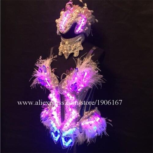 New Design Led Luminous Sexy Lady Party Evening Dress Stage Performance Grand Event Light Up Clothes Led Lighting Model Clothes