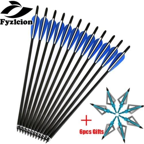 Hunting Target Arrows Crossbow Bolt 16/17/18/20/22 Inches Crossbow Carbon Arrow with 125 Grain Crossbow Arrow Broadheads