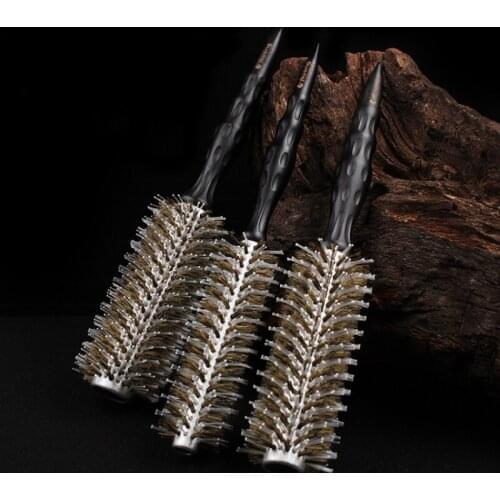 Hairdressing Pig Bristles Nylon Pig Bristles Blowing Straight Hair Pear Head Cylinder Rolling Comb Curly Hair Care Styling Comb