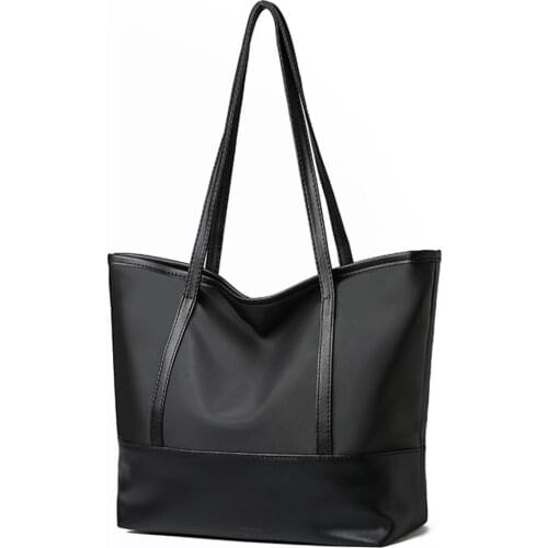 Casual Oxford Large Capacity Women Simple Shoulder Handbags Fashion PU Leather Splicing Ladies Daily Shopping Handbags