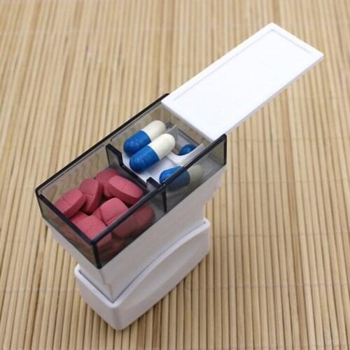 1PC Hot Tablet Pill Medicine Crusher Grinder Grind Splitter Cutter Safe Organize Box Home Travel Use
