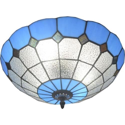 Blue Square 50-60CM Mediterranean Ceiling Lamp Chandelier Tiffany Glass Indoor Light Fixture Bedroom Living Room Home Decoration