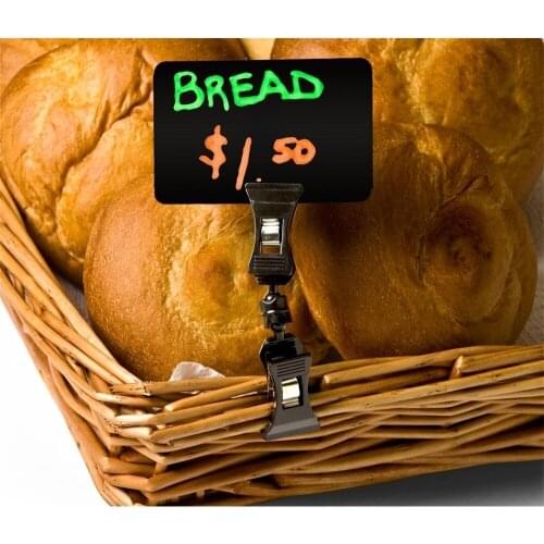 Deli 3-1/16" Clip-on Mini Pvc Chalkboard Tags Pop Clip Sign Holder for Wet Erase, Rectangular, 3.5-in Clamp