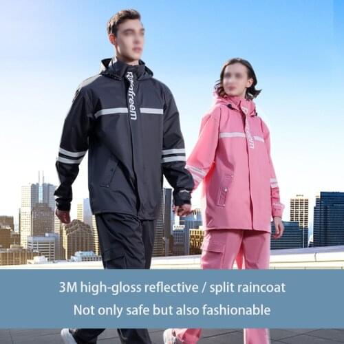 Adult Reflective Raincoat Rain Pants Suit Impermeable Motorcycle Riding Waterproof Outdoor Hiking Fishing Rainproof Protect Gear