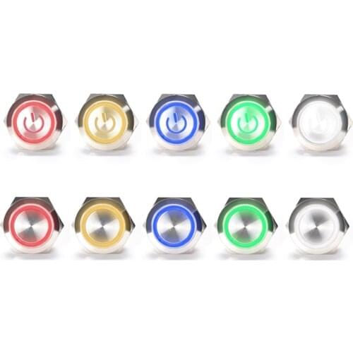 12/16//19/22/25/30mm Momentary Reset Short Metal Push Button Switch DIY Ultrathin Lamp Waterproof Touch With LED Light