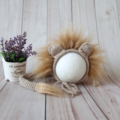 Handmade Vintage Animal Hat Lovely Lion Hat Knit Lion Bonnet Newborn Baby Boy Animal Bonnet Newborn Photo Props