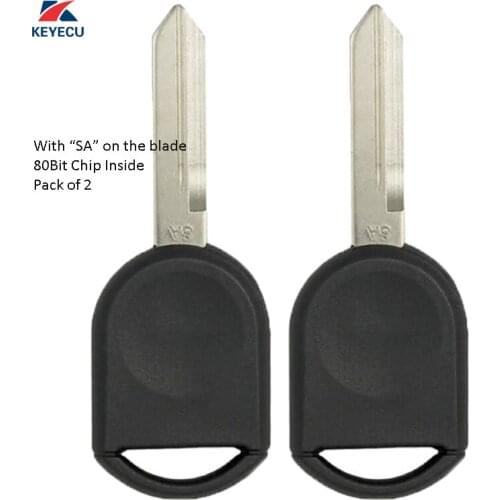 KEYECU Pair Replacement 80 Bit Transponder Ignition Car Key H92 H84 H85 for Ford Lincon Mercury, with "SA" on the Blade