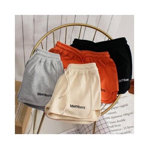 Women Shorts Ins Frauen Summer 2XL Solide Stickerei bein Knie-länge Harajuku Breite Casual Einfache Trendy Alle-spiel Studenten