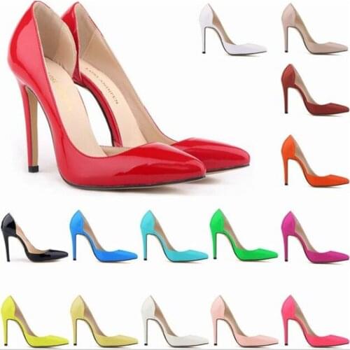 2020 New Women Pumps Spring Fall Office Shoes Sexy Wedding Party Pointed Toe PU 11CM Thin High heels Slip On 2020 size 35-42