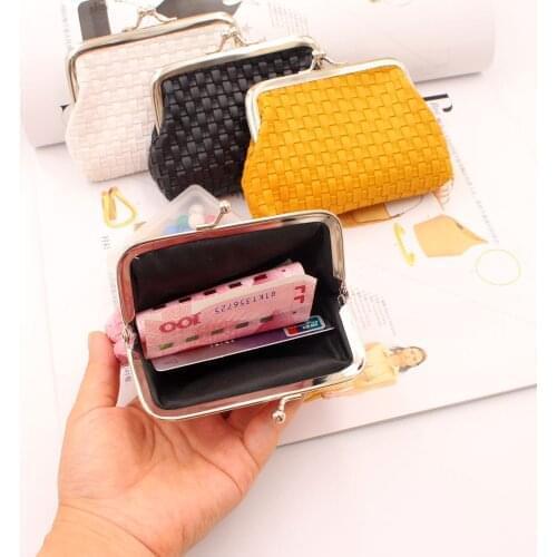 New Women Coin Purse Small Pu Woven Wallet Lady Id Bank Credit Business Card Holder Case Money Bag Clips