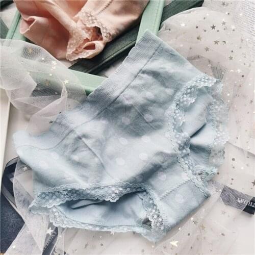 Womens Cotton Underwear Sexy Lace Panties Womens Dot Briefs Low Waist Sexy Seamless Underpants Female Comfortable Lingerie
