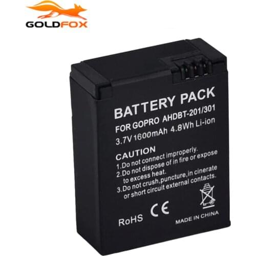 1pc 1600mAh for GoPro AHDBT-201/301 Camera Battery for Gopro Hero 3 3+ AHDBT-301, AHDBT-201 battery for go pro Accessories