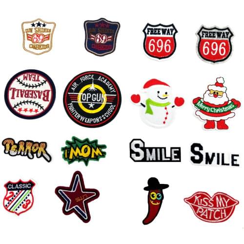 New arrive English Alphabet Embroidery Patches for Clothing Stripes Sticker DIY Iron on patch Badges Accessories Craft supplies