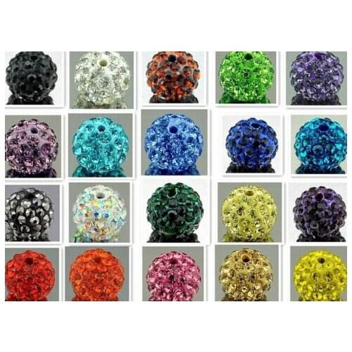 10mm 8mm 6mm 12mm 14mm 50 pcs/lot can choose mixed white d324 round disco Beads Bracelet ball crystal