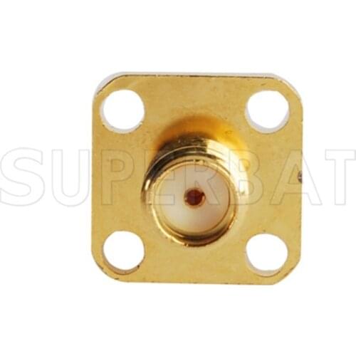 Superbat 10pcs SMA Jack Straight 4 Hole Panel Mount Solder Cup Contact 6mm RF Coaxial Connector