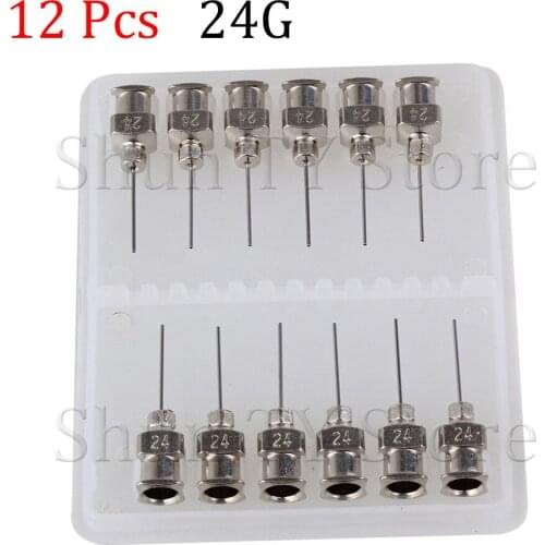 12 Pcs 1/2 Inch Silver Stainless Steel 24Ga Connector Glue Head Dispensing Needle, Suitable For Dispensing Electronic Components