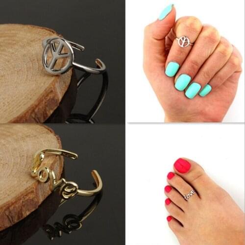 1x Fashion Toe Ring Simple Peace Sign Open Adjustable Foot Jewelry Beach Jewelry For Women