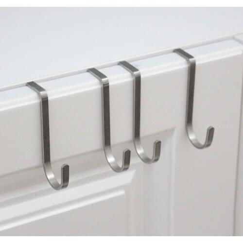 2pcs Stainless Steel Over Door Double Hooks S-type Cabinet Hanger Door Multifunctional Sundries Storage Hangers Holder