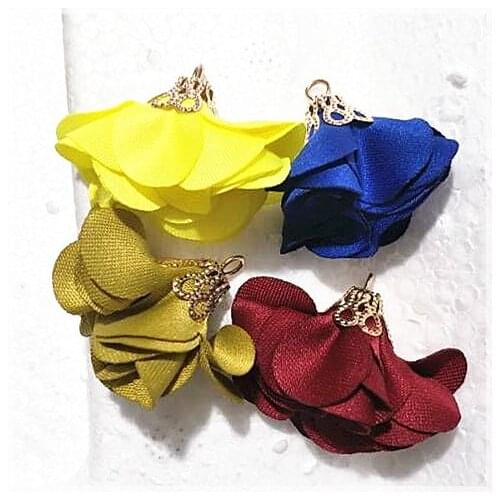 200pcs new tassel flower pendants handmade diy jewelry accessories for bracelets making with golden metal parts 22mm length