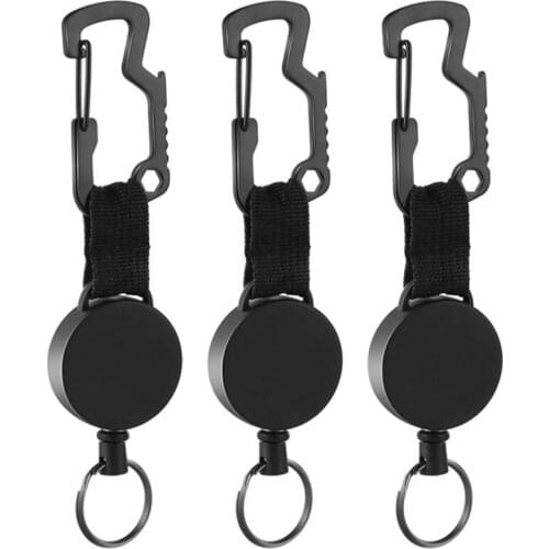3 Pieces Retractable Key Chain Heavy Duty Badge Holder Reel with Steel Cable Key Rings for Key Name Card Holder