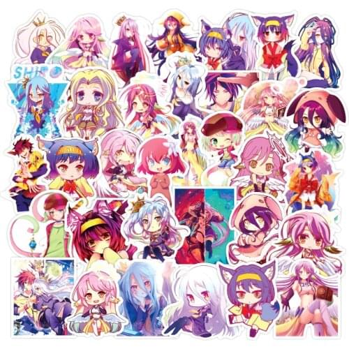 50pcs/pack NO GAME NO LIFE Japanese anime Stickers For Skateboard Helmet Gift Bicycle Computer Notebook Car Childrens Toy