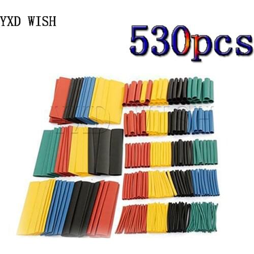 530pcs Assortment Electronic Wrap Wire Cable Insulated Polyolefin Heat Shrink Tube Kit Ratio Tubing Insulation Shrinkable Tubes