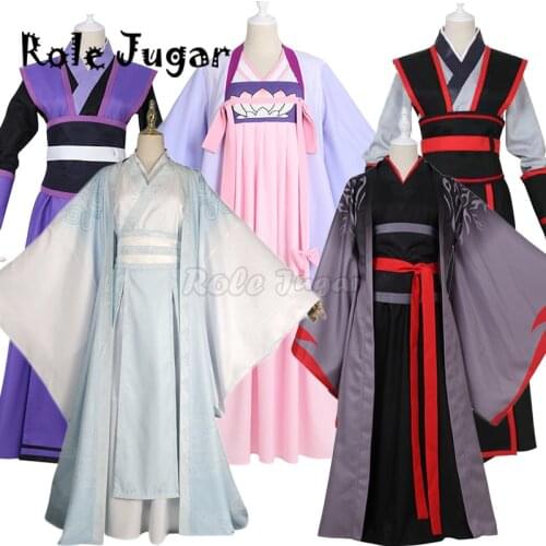 Anime Mo Dao Zu Shi Wei Wuxian Wig Jiang Cheng Lan Wangji Costume and Wig Dao Mo To Shi Dao Master Cosplay Hanfu Dress Costumes