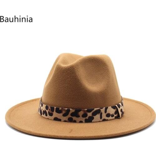Bauhinia 2020 Winter Trend Women Ladies Wool Felt Fedora Hat for Men Simple Wide Brim Autumn Caps Fashion Top Jazz Cap